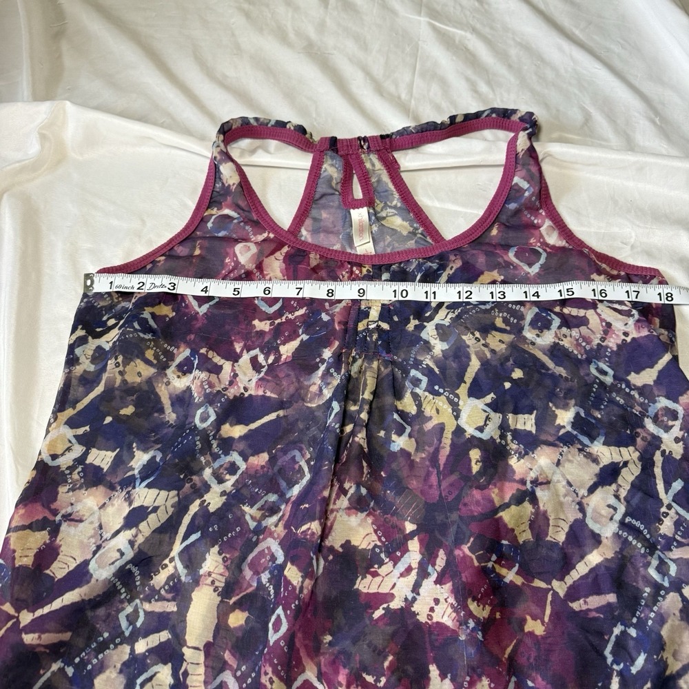 Xhilaration Purple Abstract Sheer Tank Top Racerback Flowy Size L - Picture 5 of 5